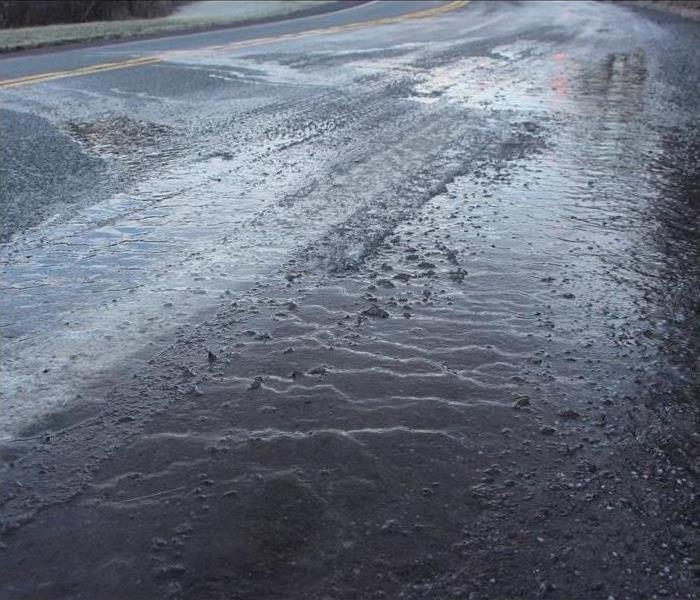 Black ice on a road